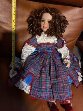 Kingstate The Dollcrafter Limited Edition Porcelain Doll in Plaid Dress